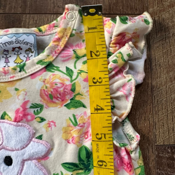 Baby Three Sisters Floral Ruffle Jumpsuit Romper 12 Months White Pink - Picture 7 of 14